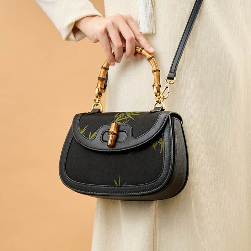 Xiangyunsha Print Crossbody Bamboo Handle Bag for Women - SinoCultural -- P110607 -