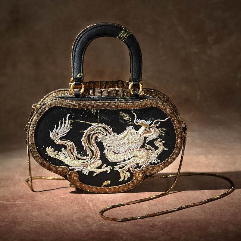 Ruyi Loong Embroidered Tote Bag – Ultra-Light 205g,Recycled Fabric & Hualuo Silk - SinoCultural -- GD1210