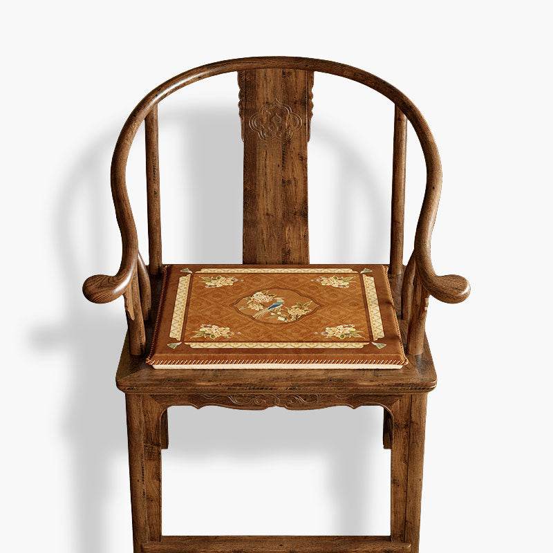 Chinoiserie Orange Chirp High-end Wooden Chair Cushion - SinoCultural -- SC007A38