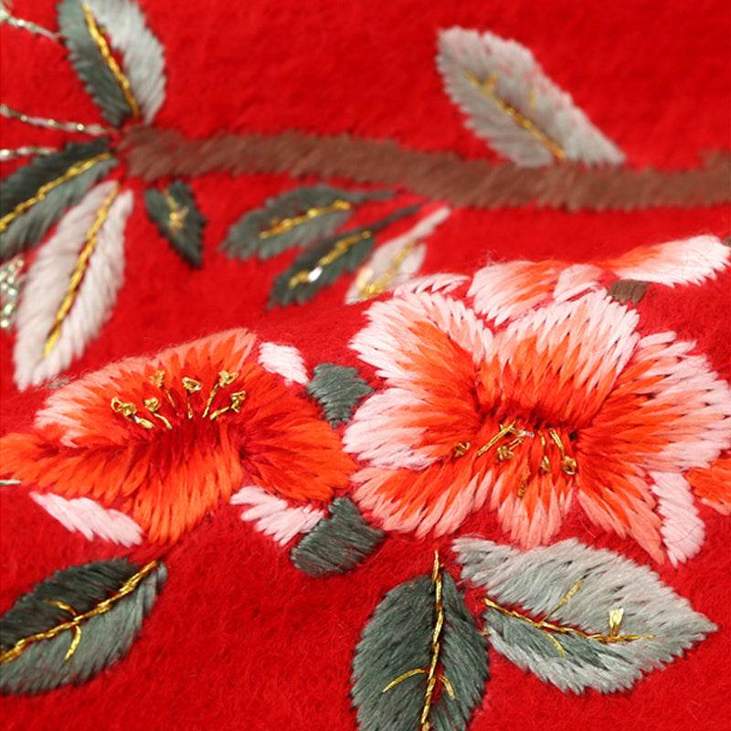 Handmade Embroidery Wool Cashmere Scarf Winter Wrap Shawl 200x38cm - SinoCultural -- HYFSJ054-1