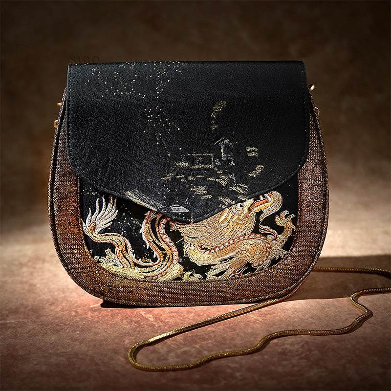 Saddle Loong Embroidered Bag – Ultra-Light 216g, Recycled Fabric & Hualuo Silk - SinoCultural -- GD1206