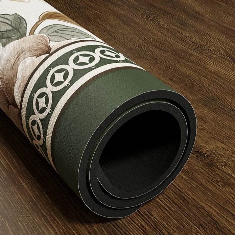Chinoiserie Tea Table Runner Vintage Leather Absorbent Tea Mat - SinoCultural -- TM050A15