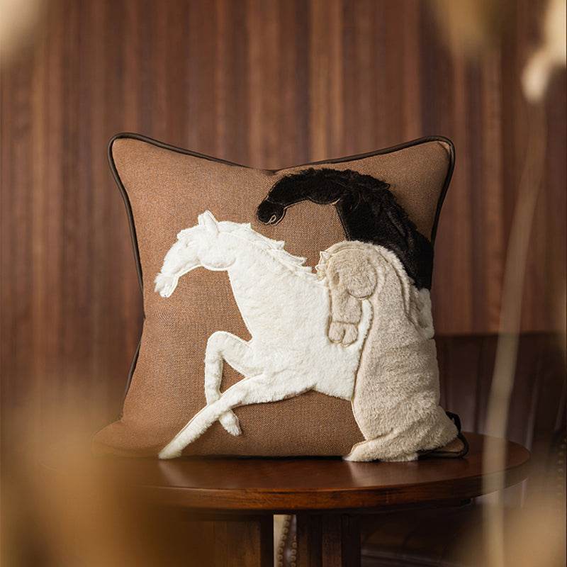 Chinoiserie Equestrian Decorative Throw Pillow for Living Room - SinoCultural -- SJZBZ078A01
