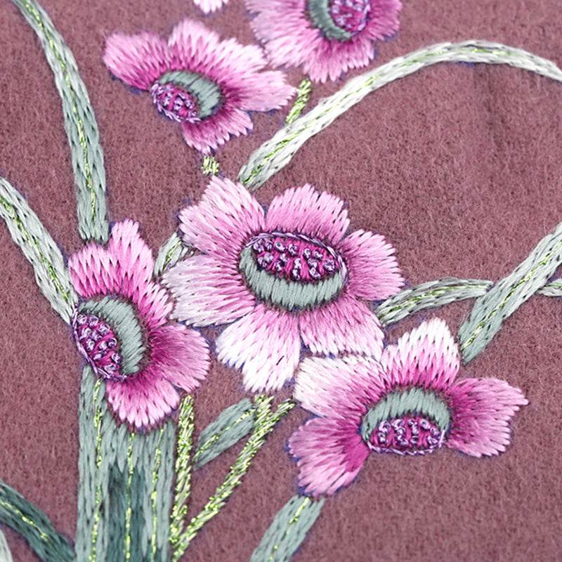 Handmade Suzhou Embroidery Wool Cashmere Scarf with Narcissus Flower 200x38cm - SinoCultural -- HYFSJ058-4