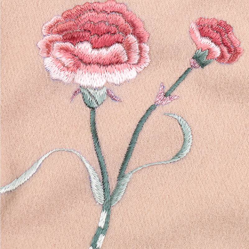 Handmade Suzhou Embroidery Wool Cashmere Scarf with Narcissus Flower 200x38cm - SinoCultural -- HYFSJ058-4