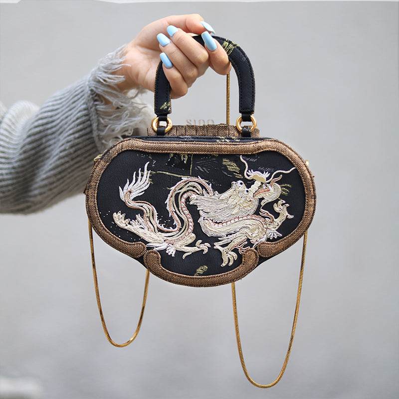 Ruyi Loong Embroidered Tote Bag – Ultra-Light 205g,Recycled Fabric & Hualuo Silk - SinoCultural -- GD1210