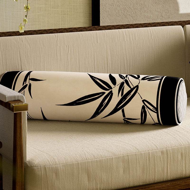 Chinoiserie Oriental Traditiona White Bamboo Pillow Cushion - SinoCultural -- SJZBZ050A01