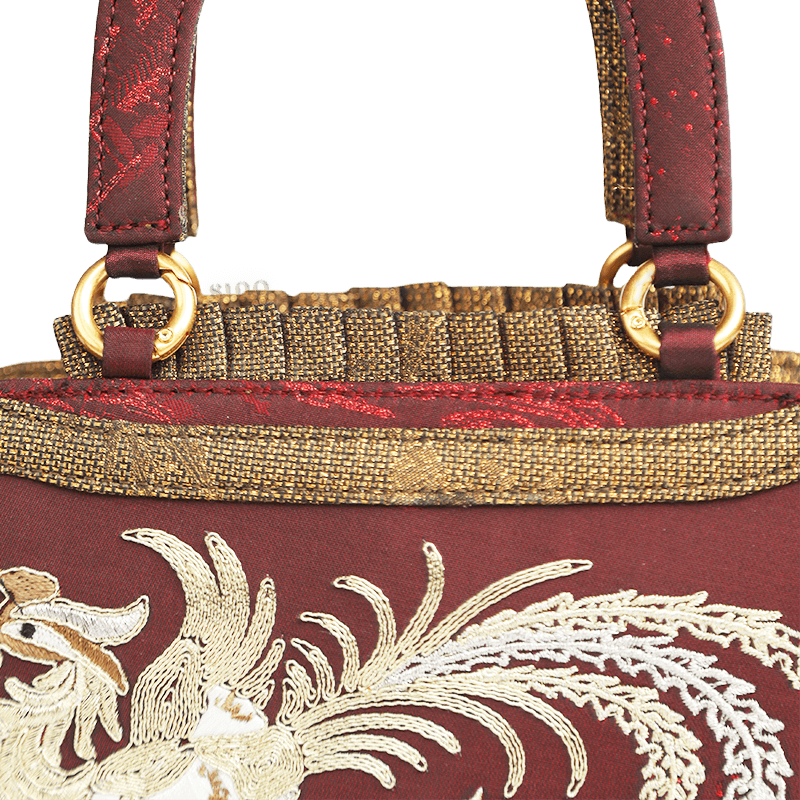 Ultra-Light Ruyi Phoenix Embroidery Handbag Recycled Fabric with Hualuo Silk 205g - SinoCultural -- GD1212