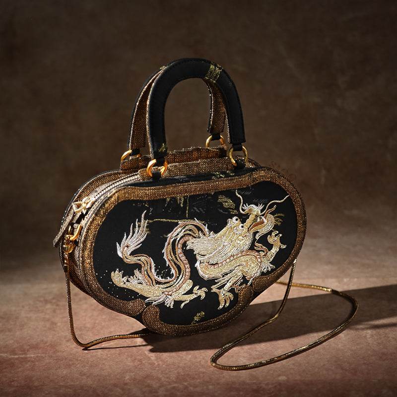 Ruyi Loong Embroidered Tote Bag – Ultra-Light 205g,Recycled Fabric & Hualuo Silk - SinoCultural -- GD1210