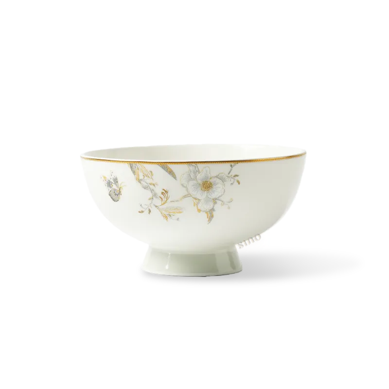 4.7’’ Bone China Footed Bowl with Peony & Butterfly design.