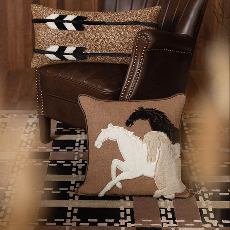 Chinoiserie Equestrian Decorative Throw Pillow for Living Room - SinoCultural -- SJZBZ078A01