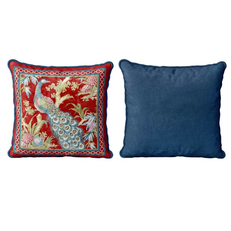 Chinoiserie Luxurious Peacock Decorative Throw Pillow - SinoCultural -- SJZBZ066A01