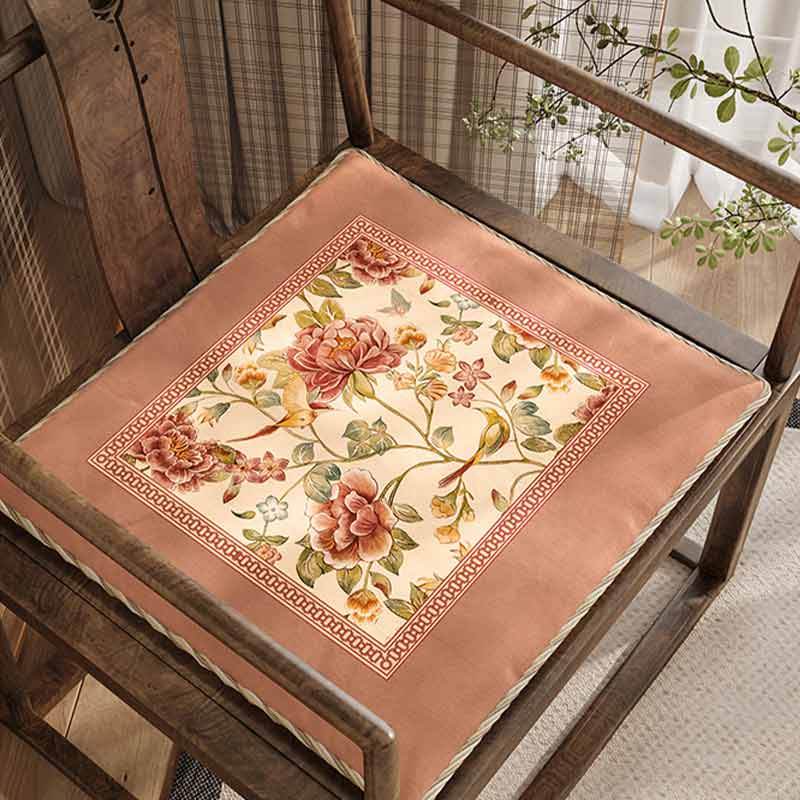Chinoiserie Spring Powder Pink Floral Bird Dining Chair Cushion & Sofa Pillow - SinoCultural -- SC040A38