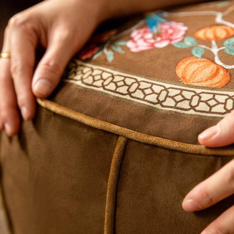 Chinoiserie Autumn Living Room Couch Cushion Pouf - SinoCultural -- B48J0019-C -