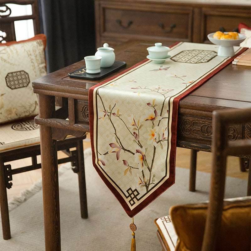 Chinoiserie Original Spring Flowers Table Runner - SinoCultural -- TR008C220 -