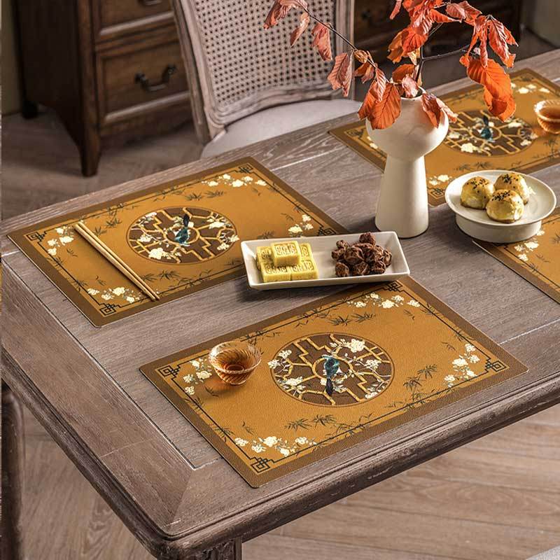 2-Piece Chinoiserie Vintage Classic Palace Style Thick Table Mat - SinoCultural -- TM043A3045 -