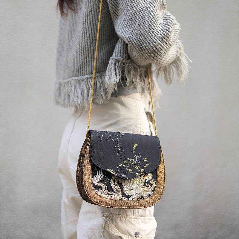 Saddle Loong Embroidered Bag – Ultra-Light 216g, Recycled Fabric & Hualuo Silk - SinoCultural -- GD1206