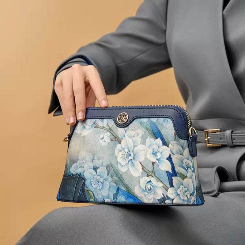 Mulberry Silk Handcrafted Flower Clutch Bag Women Wallet Eveing Purse - SinoCultural -- P170029-B -