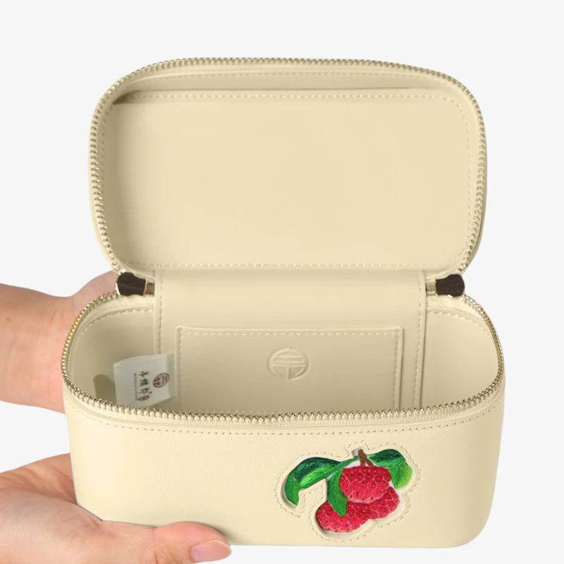 Handcrafted Embroidered Lychee Makeup Bag - SinoCultural -- BXW06WCS189A04