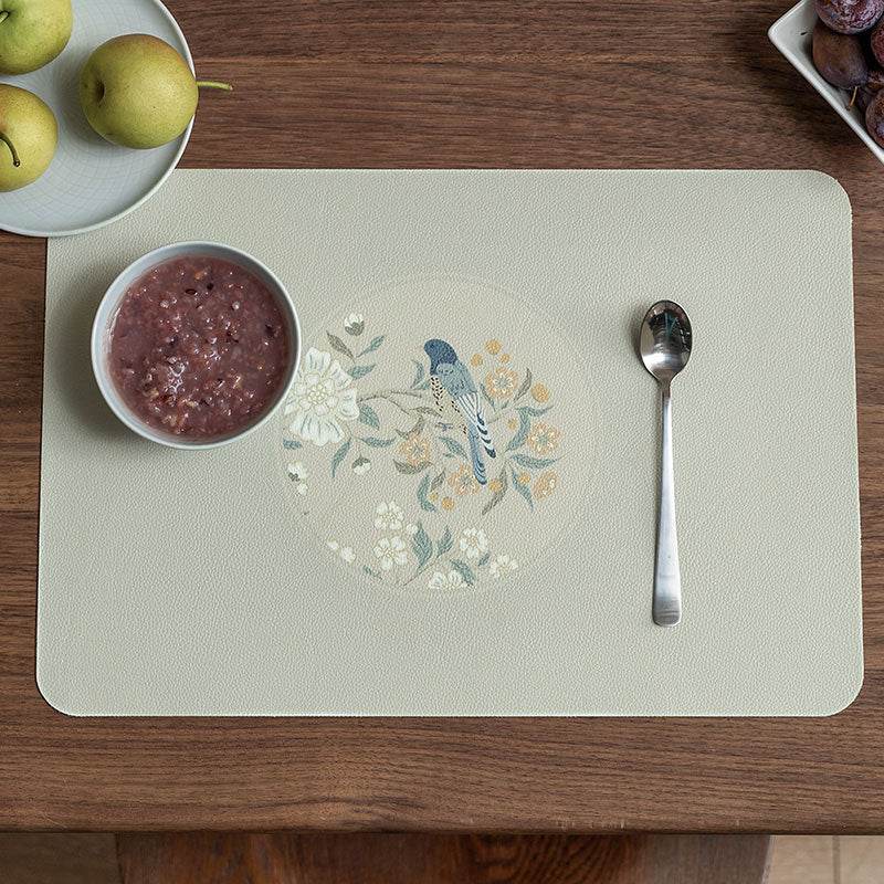 2-Piece Chinoiserie Placemat Waterproof Heat Resistant Blue Table Mat - SinoCultural -- TM010A01