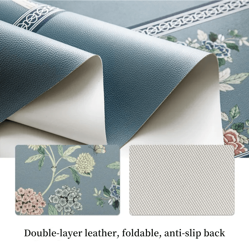 2-Piece Chinoiserie Placemat Waterproof Heat Resistant Blue Table Mat - SinoCultural -- TM025A30 -