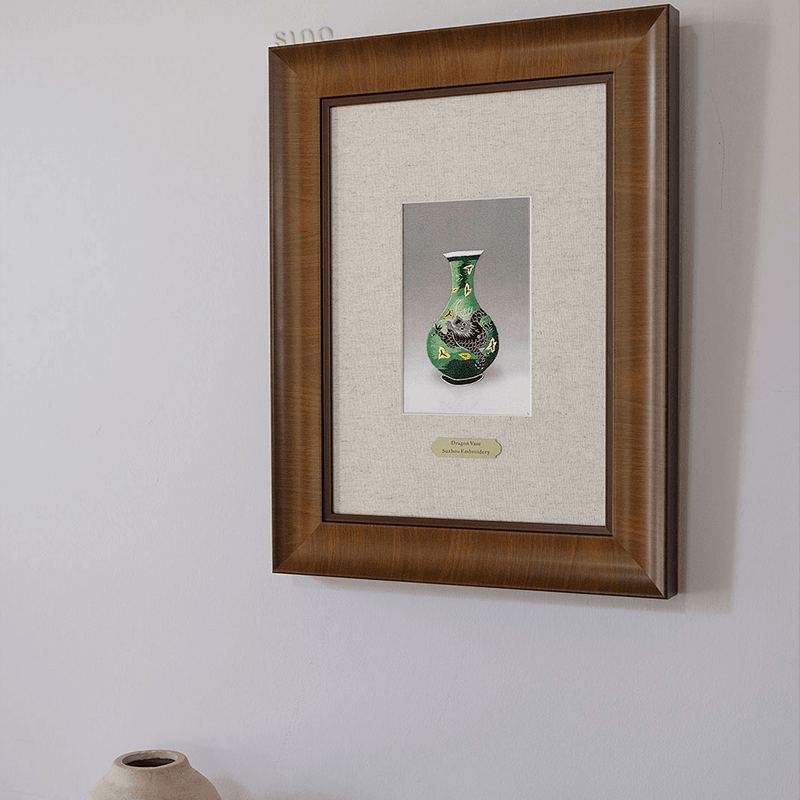 Intangible Heritage Suzhou Embroidery Dragon Vase Wall Art - SinoCultural -- JN1106