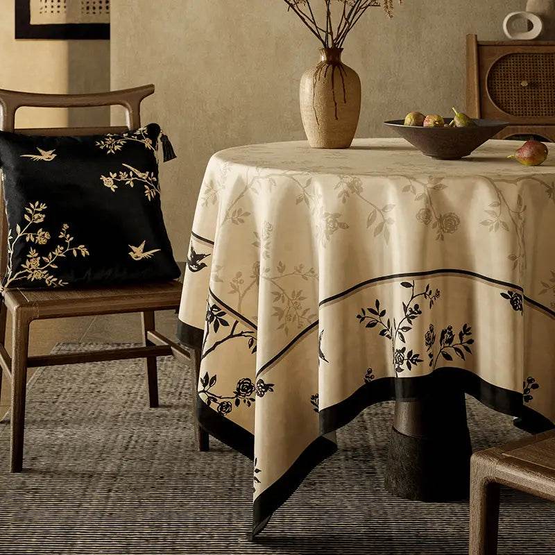 Chinoiserie Luxury Plush Rectangular Tablecloth - SinoCultural -- TC011W85