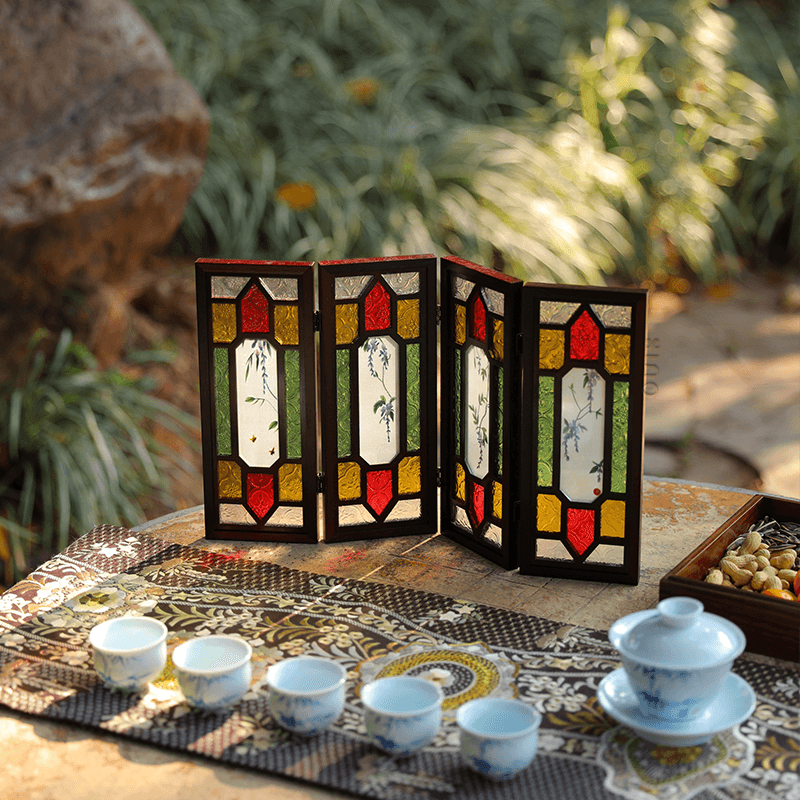 Handcrafted Embroidery Wisteria Cantonese Mansion Window Ornament - SinoCultural -- BXL06WCS174A04