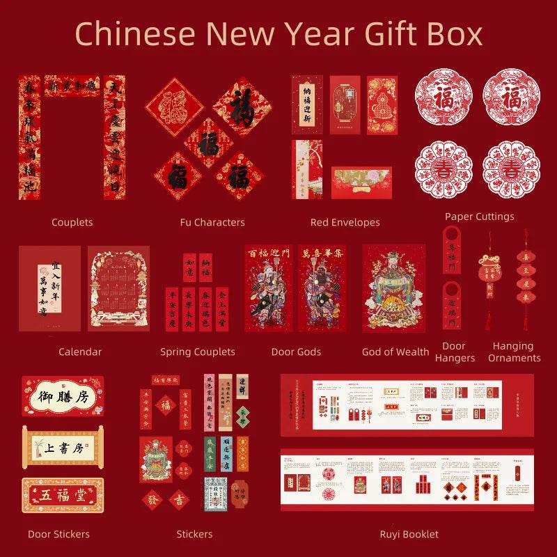 Chinese New Year Couplets Red Envelopes Housewarming Gift Box - SinoCultural -- CNY007