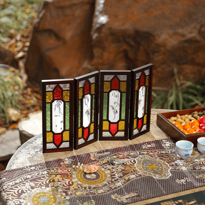 Handcrafted Embroidery Wisteria Cantonese Mansion Window Ornament - SinoCultural -- BXL06WCS174A04