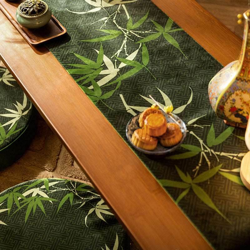 Chinoiserie Elegant Green Bamboo Table Runner - SinoCultural -- TR009GN160