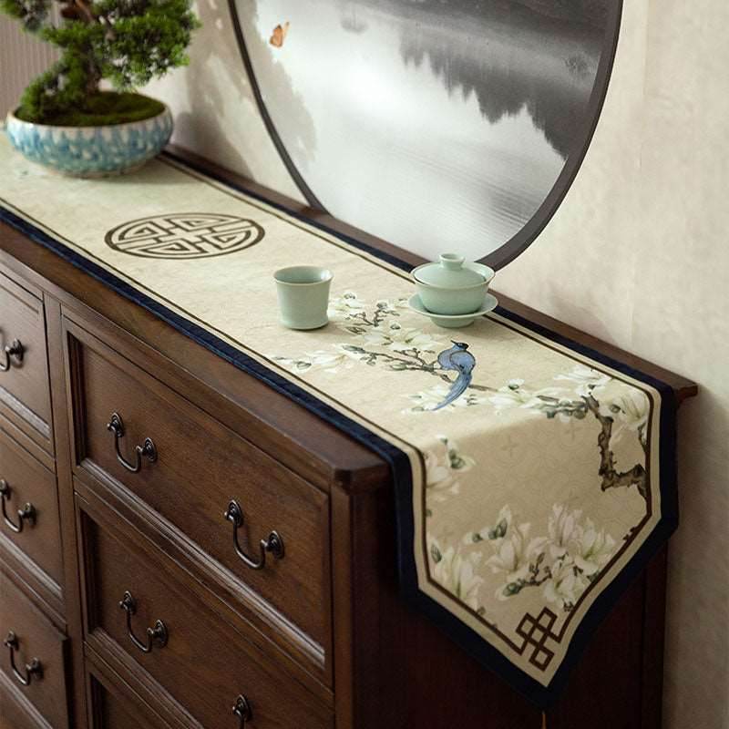 Chinoiserie Original Spring Flowers Table Runner - SinoCultural -- TR008C220 -