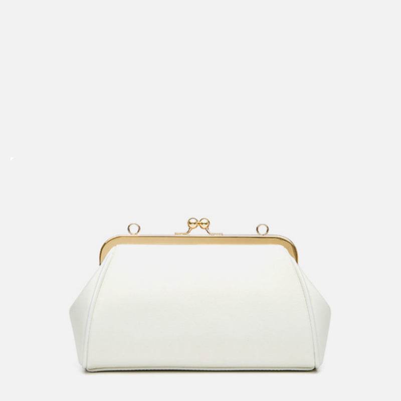 Embroidery Leather Kiss Lock Clutch Bag Lotus Evening Handbag - SinoCultural -- P220251