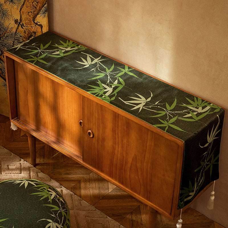 Chinoiserie Elegant Green Bamboo Table Runner - SinoCultural -- TR009GN160