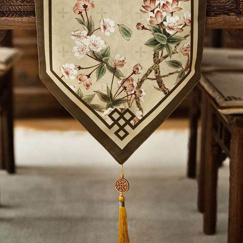 Chinoiserie Original Spring Flowers Table Runner - SinoCultural -- TR008C220 -