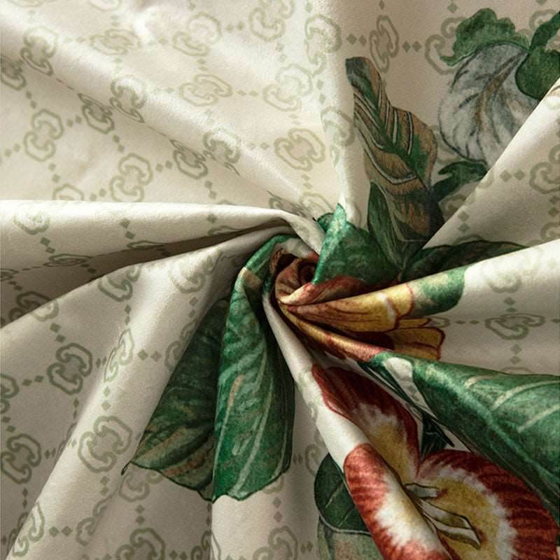 Chinoiserie Warm Spring Dark Green Flower and Birds Chair Cushion - SinoCultural -- SC012A38 -