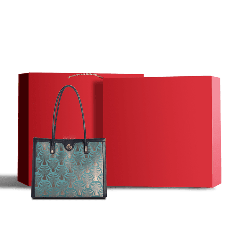 Embroidery Leather Elegant Single Shoulder Tote Bag with a Pocket - SinoCultural -- SC1750-A3