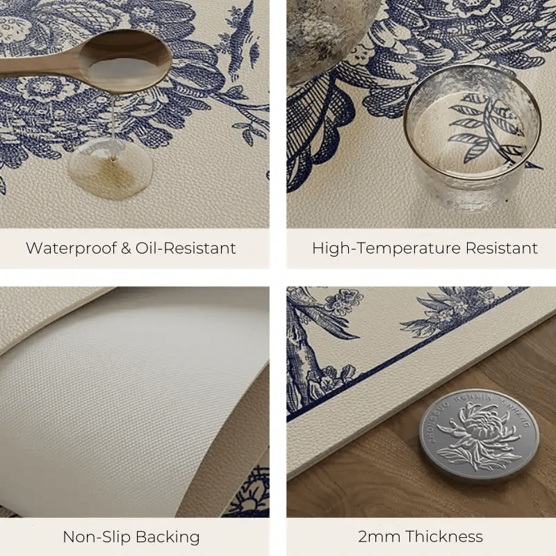 Chinoiserie Blue and White PVC Round Table Mat - SinoCultural -- TM018A50