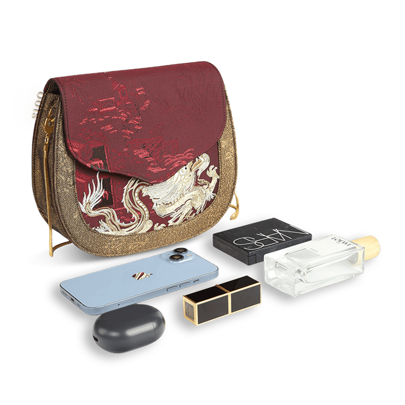 Ultra-Light Saddle Loong Embroidery Bag Recycled Fabric with Hualuo Silk 216g - SinoCultural -- GD1201