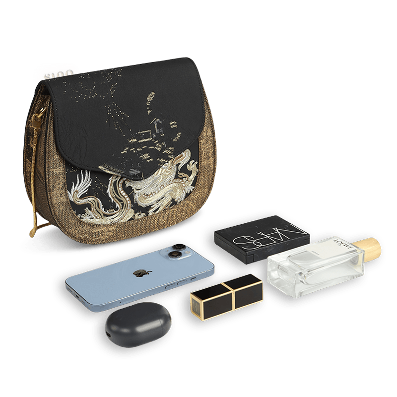 Saddle Loong Embroidered Bag – Ultra-Light 216g, Recycled Fabric & Hualuo Silk - SinoCultural -- GD1206