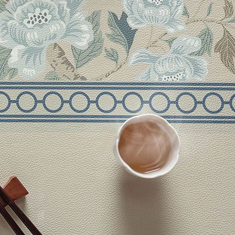 2-Piece Chinoiserie Placemat Waterproof Heat Resistant Blue Table Mat - SinoCultural -- TM010A01