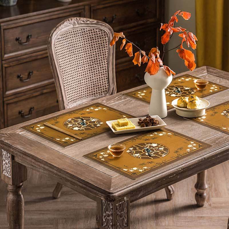 2-Piece Chinoiserie Vintage Classic Palace Style Thick Table Mat - SinoCultural -- TM043A3045 -