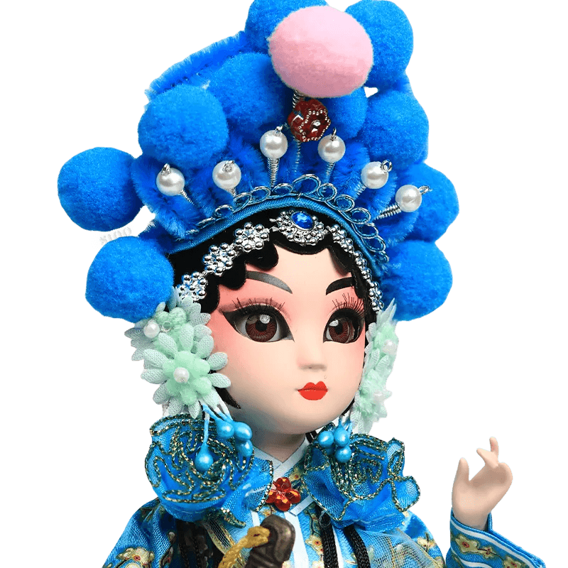 9-Inch Handmade Chinese Doll – Peking Opera Green Snake Collectible - SinoCultural -- XJP0904