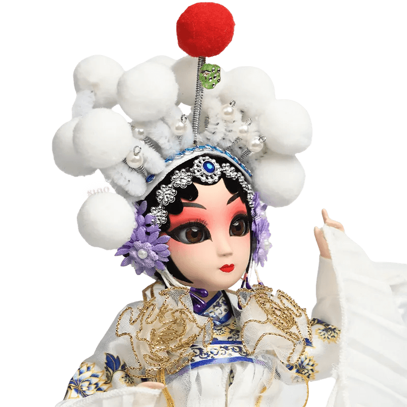 9-Inch Handmade Chinese Doll – Peking Opera Legendary White Snake Collectible - SinoCultural -- XJP0903