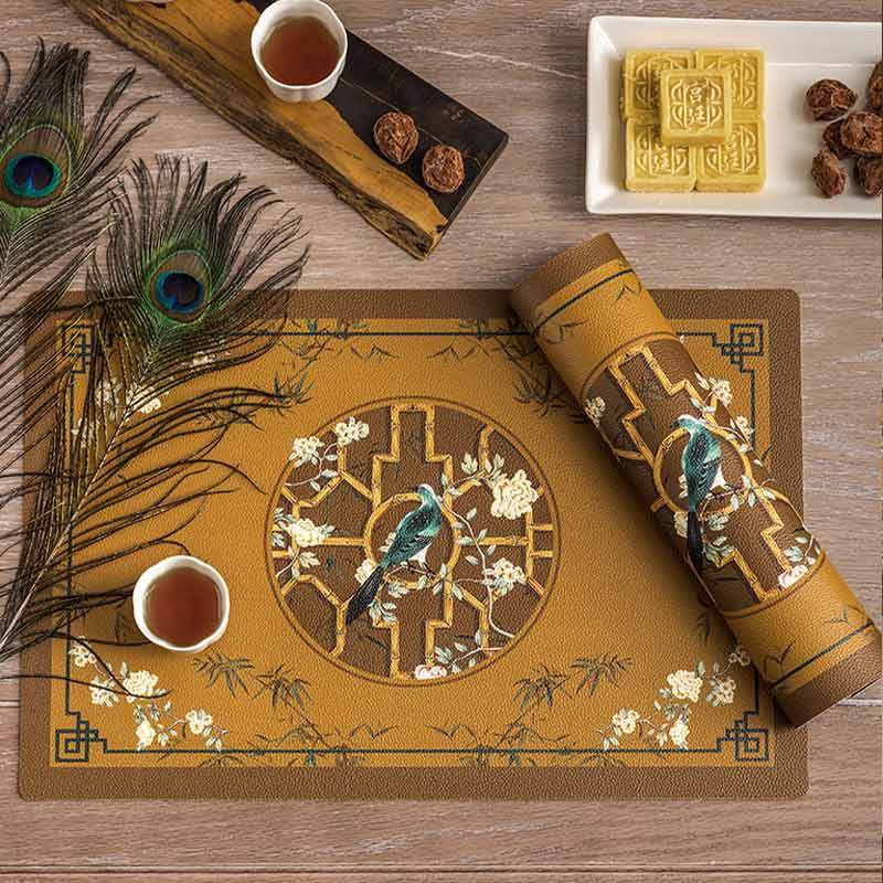 2-Piece Chinoiserie Vintage Classic Palace Style Thick Table Mat - SinoCultural -- TM043A3045 -
