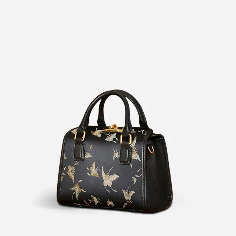 Brocade Boston Black Bag Butterfly Designer Women Handbag - SinoCultural -- JD170615-1