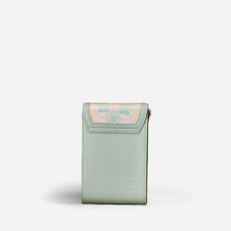 Brocade Jacquard Leather Bag Intricate Phone Chinese Wallet - SinoCultural -- JD240043-1 -