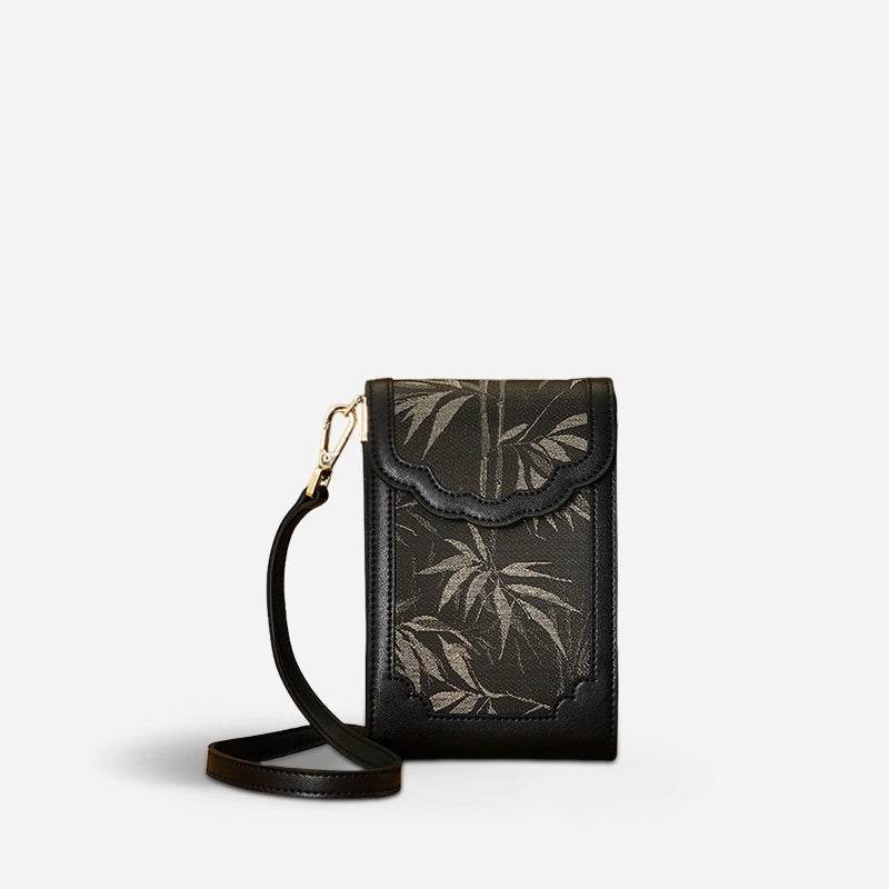 Brocade Jacquard Leather Bag Intricate Phone Chinese Wallet - SinoCultural -- JD240043-1 -