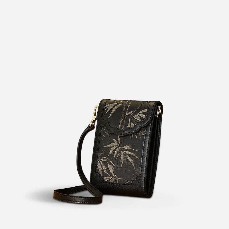 Brocade Jacquard Leather Bag Intricate Phone Chinese Wallet - SinoCultural -- JD240043-1 -
