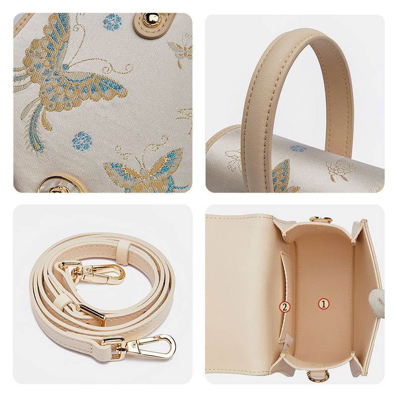 Brocade Jacquard Butterfly Designer Saddle Bag - SinoCultural -- P1206260401 -